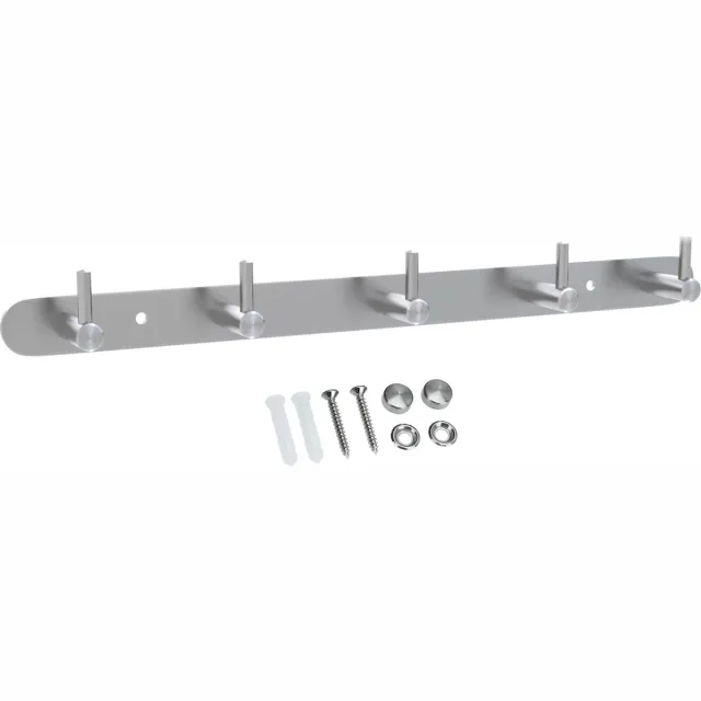 Intirilife roestvrijstalen kapstok model B - 5 haken - jashaken kapstok in 5 verschillende designs Zilver