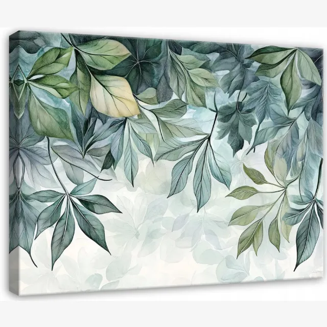 WALLARENA Canvas schilderij - 60x40 cm - afbeelding van groene hangende bladeren voor slaapkamer, woonkamer, keuken multikleurig