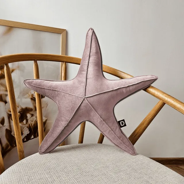 Decordruk Velvet Serie - Sierkussen in Vorm van Zeester - Jasmin Roze - 53 cm Lichtroze