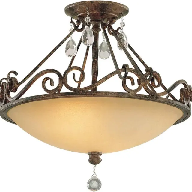 Feiss LED Plafondlamp Chateau | 2X E27 Max 60W | Dimbaar | Mocha Bronze Geen