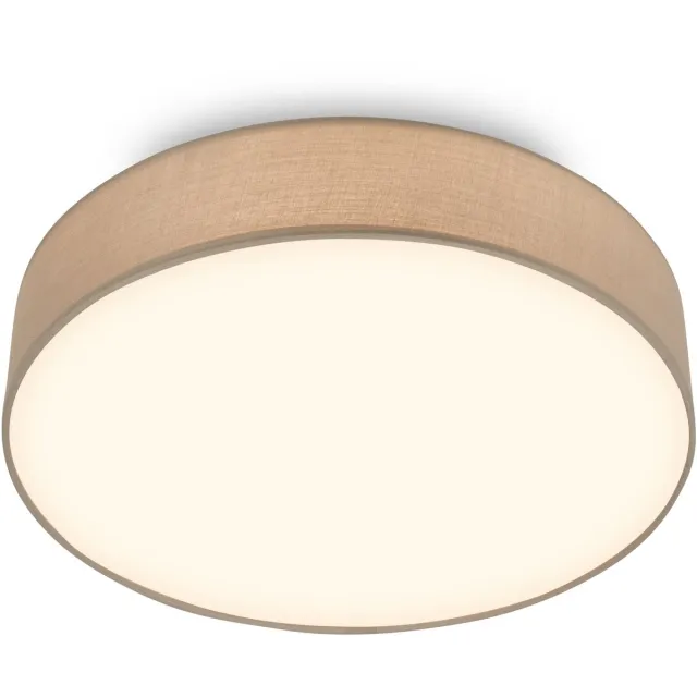 Briloner Duck - LED Plafondlamp met stoffen kap - warm wit licht - woonkamer verlichting - 24W - Ø38 - taupe Taupe (inkl. Verlichting)