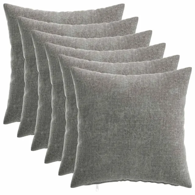 vidaXL Dekenkussen - 6 - st - HEERLEN - Donkergrijs - 50 - x - 50 - cm - Chenille - Stof