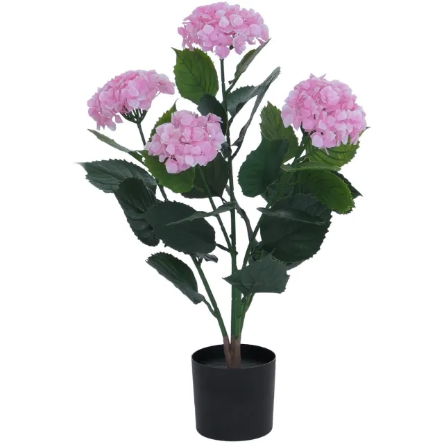 MCW Kunsthortensia MCW-Q86, decoratieve plant, kunsthortensia, kunstplant, voor buiten, polyethyleen, 64x40x40 cm ~ roze