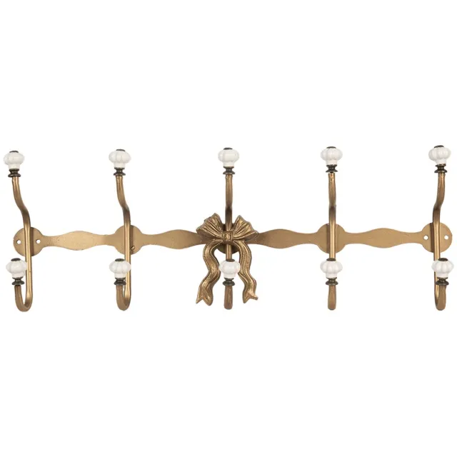Clayre & Eef Wandkapstok 5 Haken 50x7x17 cm Goudkleurig Metaal