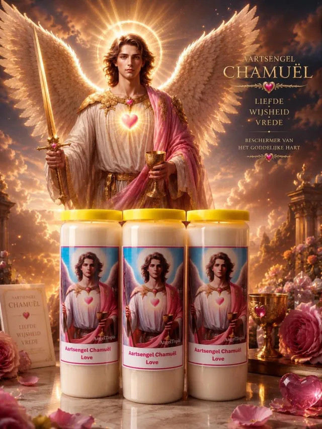Angeltopia Noveenkaars Aartsengel Chamuel (3 stuks) - Voor Liefde & Harmonie, Zelfliefde & Relatieherstel Wit