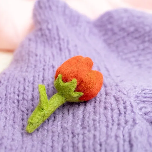 Sjaal met Verhaal Vilten Broche bloem - Tulp Odile - Oranje - 8cm Broche-Tulp-Oranje