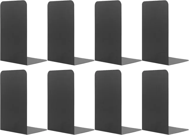 Ibenzoa Robuuste Metalen Boekensteunen – Set van Vier Voor Diverse Gebruiksscenario's Zwart