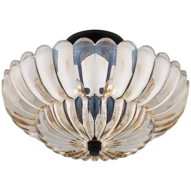 Quoizel LED Plafondlamp Whitecap | 4X E27 Max 40W | Tinted Amber Glass with Mottled Cocoa Brown Meerkleurig