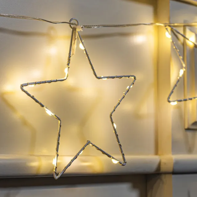 Hi LED Raamverlichting - 2x - lichtsnoer - 205 cm - 8 sterren –80 leds - warm wit - kerstverlichting