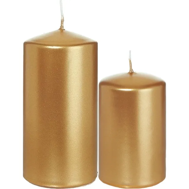 Trend Candles Cilinder Stompkaarsen set 8x stuks goud 8 en 12 cm Goudkleurig