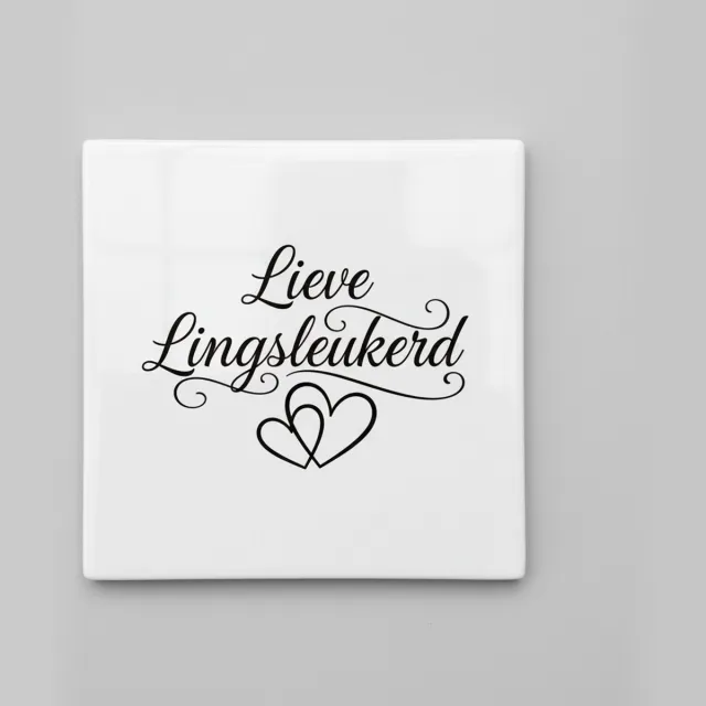 Nevolis Decoratieve Keramische Tegel 15x15 cm – “Lieve Lingsleukerd” Tekst Design – Witte Wandtegel Cadeau met Zwarte Opdruk Multi Color