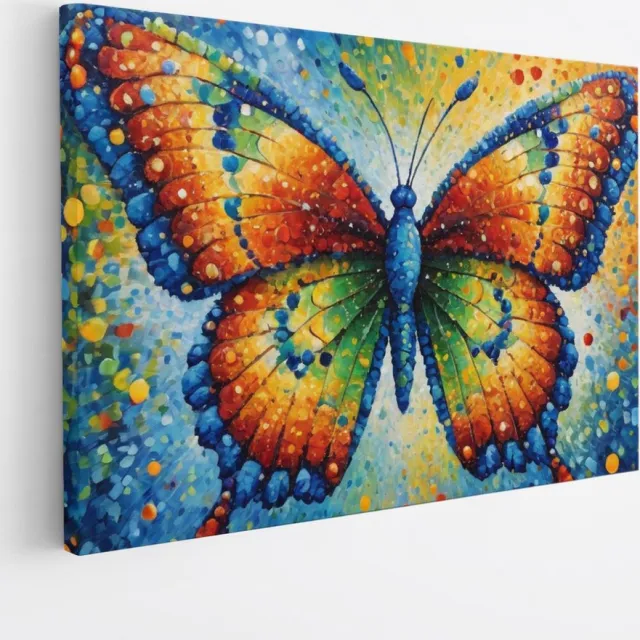 Saammp Canvas Schilderij - Kleurrijke Vlinder - Abstract - Dieren - 40x30 - Foto op canvas - Wanddecoratie - muurdecoratie Woonkamer - Slaapkamer decoratie - Canvas Print Multicolor