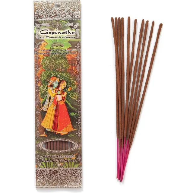 Prabhuji's Gifts Wierooksticks, handgerold, 'Gopinatha' met iris, narcis en jasmijn, 20 sticks