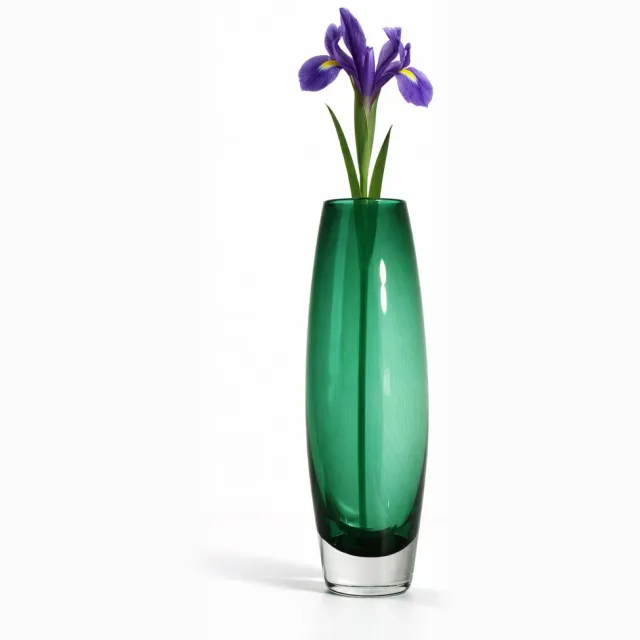 Kristal-Glas Leerdam Kristalglas Leerdam Saturday Craft – Handgeblazen Kristallen Vaas - Groen - Voor Binnen - Staand