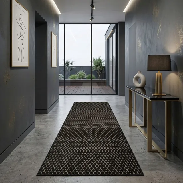 Floordirekt Tapijtloper - Vloerkleed - Dundalk - Keukenloper - Rondom Geketend - Zwart - 80 x 150 cm