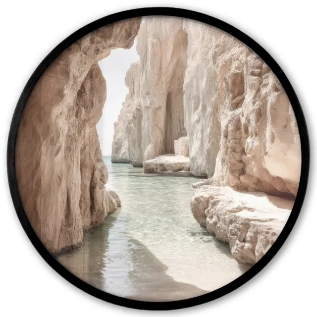 FrameYourWall Poster in lijst Rond - Fotolijst 40x40 cm - Posters - Rotsen - Zee - Zand - Kloof - Ronde posterlijst zwart - Decoratie - Wanddecoratie woonkamer - Muurdecoratie slaapkamer