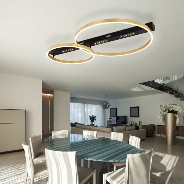 Globo LED plafondlamp Woonkamerlamp Plafondlamp zwart goud, 3-standen schakelaar, 54W 2560lm warm wit, L 93 cm