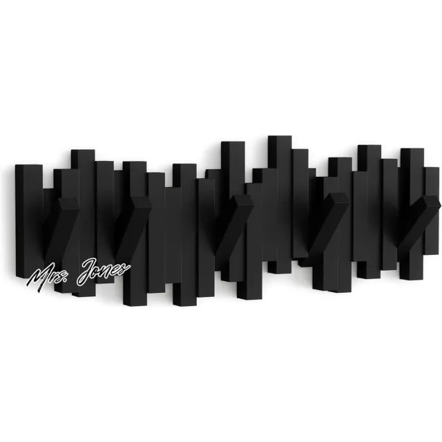 Mrs. Jones Wandkapstok met 5 haken - Zwart - Ruimtebesparend . multiple