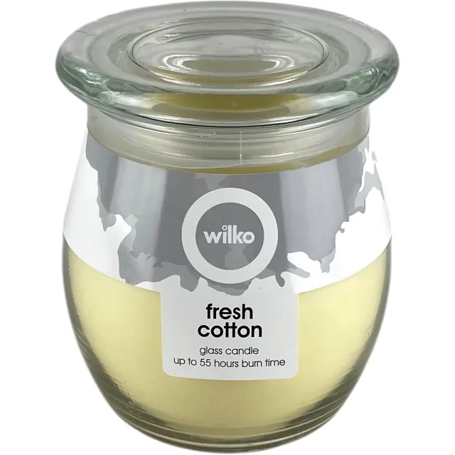 Candles by Spaas Wilko Geurkaars - Afsluitbaar Glas - Lange Brandduur 55u - Fresh Cotton - Geel - By Spaas