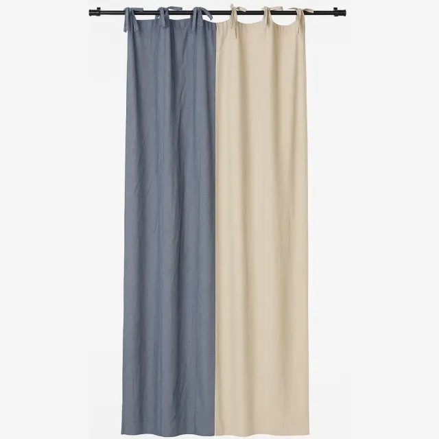 Linen & More Shanti Half Half gordijn blauw 140x260cm (8strings)