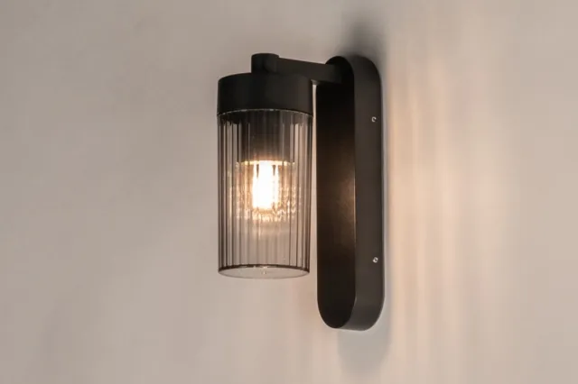 Lumidora Wandlamp 31755 - Voor buiten - MACARENA - E27 - 4.0 Watt - 300 Lumen - 2200 Kelvin - Zwart - Kunststof - Buitenlamp - IP54 - Met Sensor