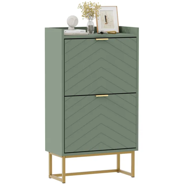 UEV schoenenkast met 2 smalle deuren, schoenkantelaar 50x24x103,5 cm (groen)