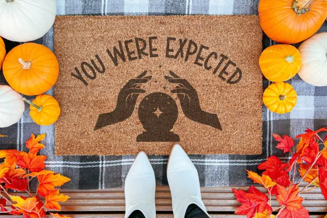 Laser Point You Were Expected | 60x40 cm | Nieuwe huis cadeau | Ingangsmat | Deurmat met stijl | Verhuizing cadeau | Praktisch & trendy | Perfect voor binnenkomst | Cadeau voor nieuwe woning Bruin | Zwart (Gravering 60x40)
