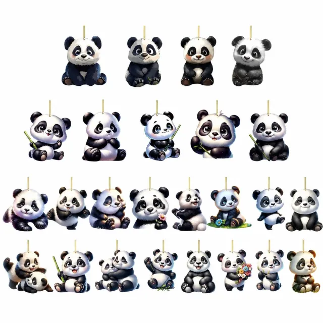 SWGOTA Adventskalender 2026 met 24 acryl pandahangers - Met ophangkoordjes - Voor kerstboom en rugzak - In kartonnen kerstdoos Zwart
