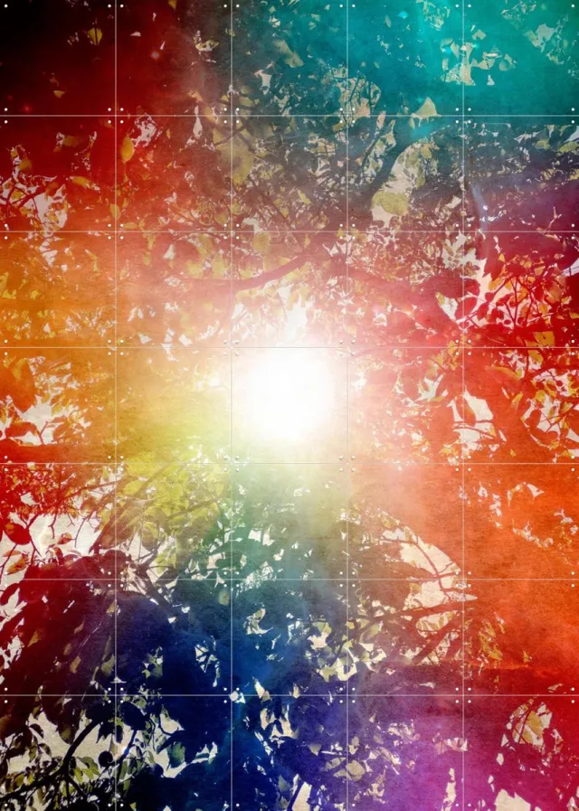 IXXI Sunshine, Angelo Cerantola - 100 x 140 cm - Grote wanddecoratie en posters - Gemengde Technieken, Modern, Kleurrijk, Slaapkamer, Studeerkamer Blauw / Rood