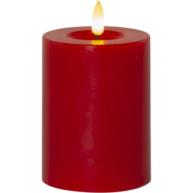 Star Trading Kaars Flame Flow, was, rood, zuilkaars, LED, timer, warm wit, 12,5 cm