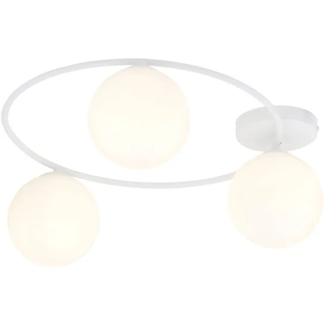 Euluna plafondlamp - 3lichts - staal, glas - H: 20 cm - E14 - wit, opaal wit