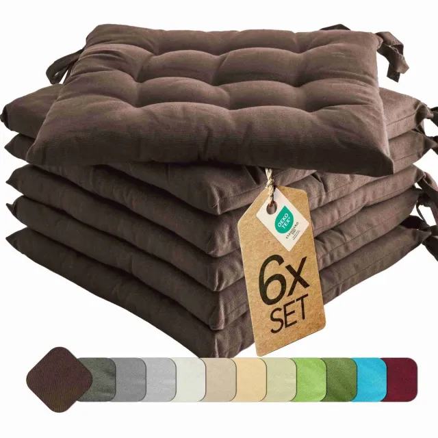 etérea Himmlische Qualität etérea Basic Zitkussen Stoelkussen - Seat Cushion 6 Stuk - 40x40 cm - Bruin