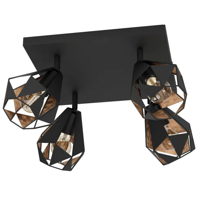 EGLO Carlton 7 Spot - E27 - 37 cm - Zwart|Koper - Staal Zwart;Koper;