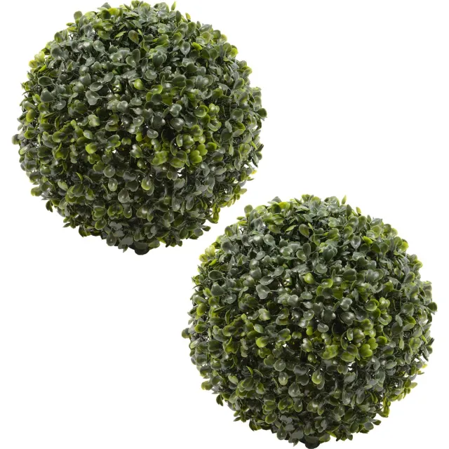 Everlands buxus kunstplant - 2x - D22 cm - groen - kunststof - rond