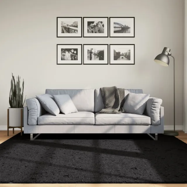 vidaXL Vloerkleed OVIEDO laagpolig 200x200 cm zwart, foto 2