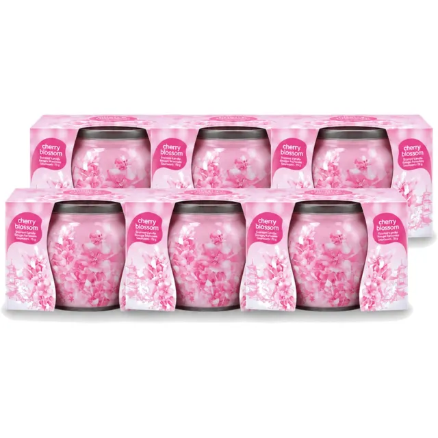 At Home 6 x At Home - Scents - Geurkaars - Cherry Blossom - 70 g - Voordeelverpakking - 6 stuks Roze