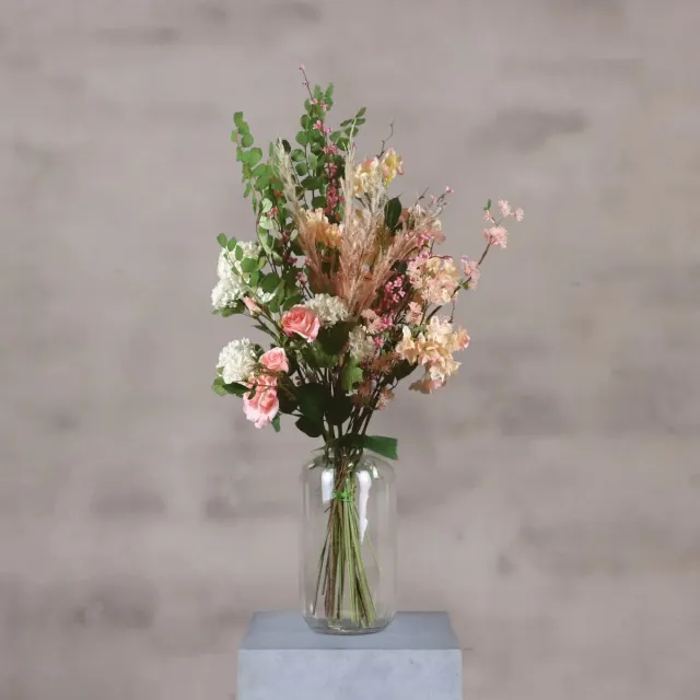 Decoratietakken Kunstbloemen boeket - Ochtenddauw - 80 cm - Zijden bloemen - Onderhoudsvrij Groen