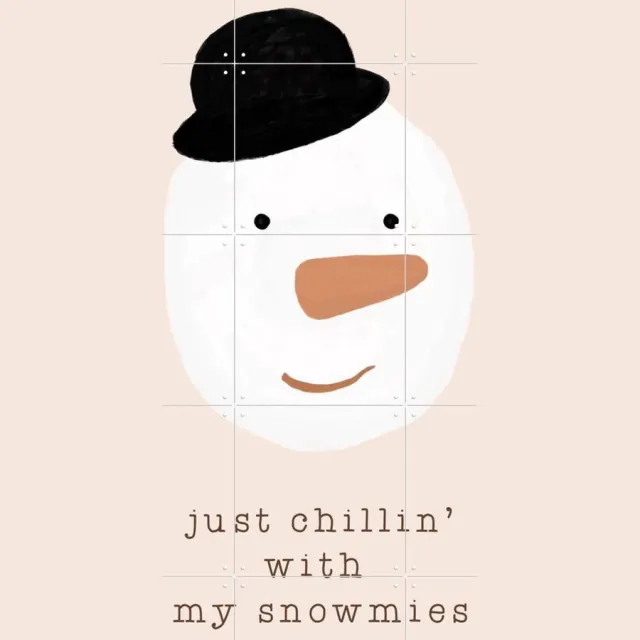 IXXI Chilling With My Snowmies, Orara Studio & Various - 100 x 100 cm - Grote wanddecoratie en posters Winter, Kerst Roze