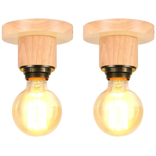 Reality Leuchten 2 Stuks Industriële Plafondlamp Hout Woonkamer Lamp E27-Fitting voor Slaapkamer Keuken Hal