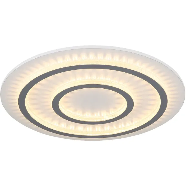 Globo LED plafondlamp dimbaar met afstandsbediening kristallen wit woonkamerlamp, kleurverandering, 60W 2100lm warm wit-koud wit, D 55 x 6 cm
