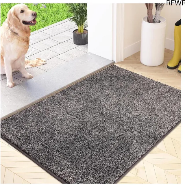 RFWR Antislip Vuilvanger Voetmat - Machine Wasbare Deurmat met Waterabsorberende Microvezels voor Hond en Entree Lichtgrijs-Zwart
