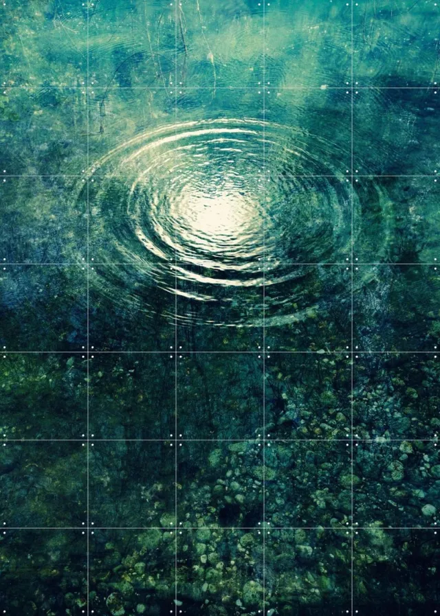 IXXI Concentricus, Angelo Cerantola - 100 x 140 cm - Grote wanddecoratie en posters - Modern, Surrealisme, Digitale Kunst, Aquarel, Abstract Groen / Blauw