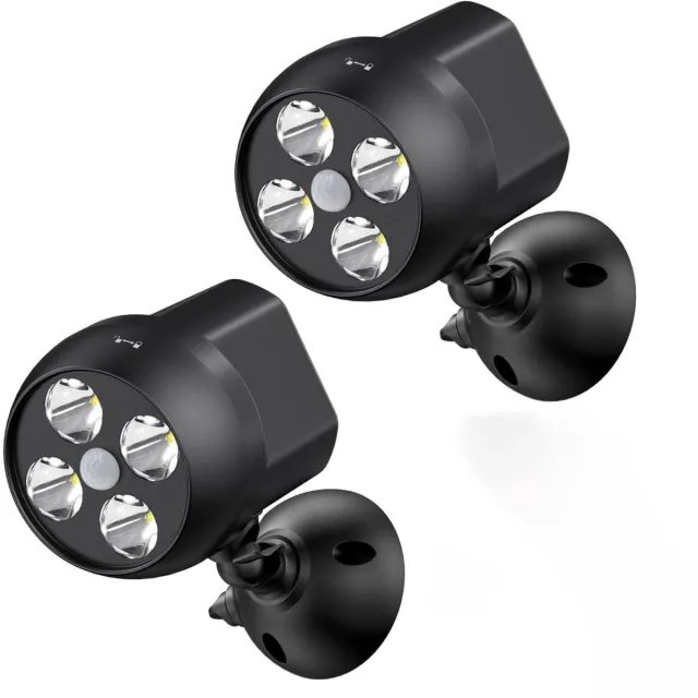 GelldG Buitenlamp - Bewegingsmelder voor buiten - Batterijgevoede buitenlamp - Met sensor - Draadloos ontwerp - Krachtige LED-lamp - 4 LED-chips - Weerbestendige veiligheidslamp - Geschikt voor veranda's, garages, tuinen, enz. - 2 stuks - Zwart