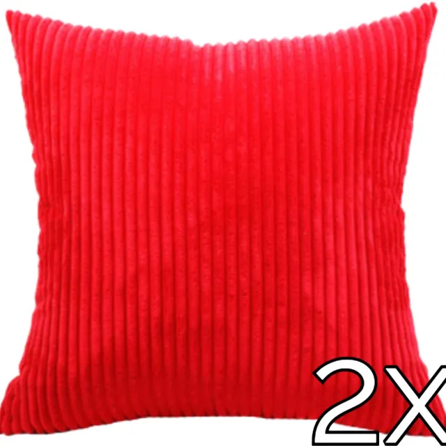 Mainius Kussenhoes Zachte Ribstof (2 stuks) - Rood - 45x45 cm - Gestreept Corduroy Kussenhoes - Ribfluweel Kussen - Sierkussen Zonder Vulling - Bankkussen / Zetelkussen / Decoratiekussen - Vele diverse kleuren Rood (2x)