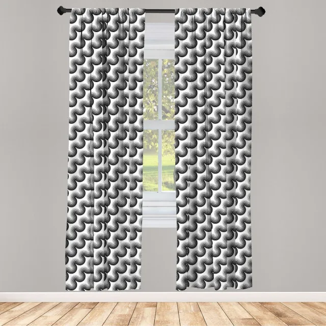 ABAKUHAUS Gordijn – 2x75x245 cm – Wit/Zwart – Microvezel Wit Zwart