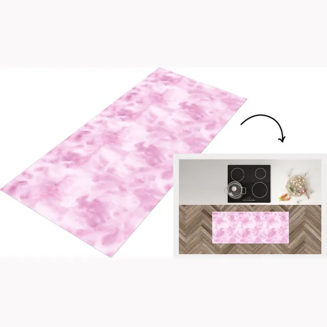 KitchenYeah Keukenloper - Loper keuken - Patroon - Waterverf - Roze - Keukenloper vinyl