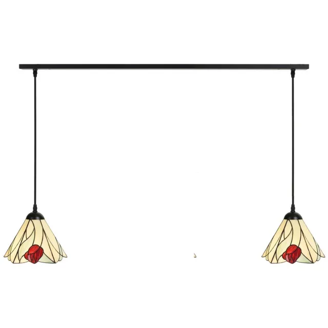 Coloured by Art 2 x Tiffany Tulip lampen aan plafondbalk - Art Deco Trade Zwart