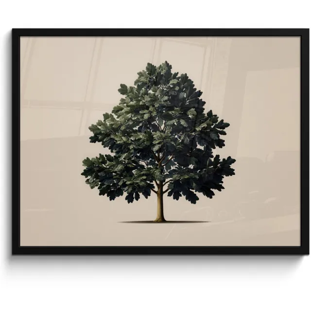 FrameYourWall Poster in lijst - Fotolijst 80x60 cm - Posters - Eikenboom - Schaduw - Egaal - Posterlijst zwart - Decoratie - Wanddecoratie woonkamer - Muurdecoratie slaapkamer Eikenboom - Egaal
