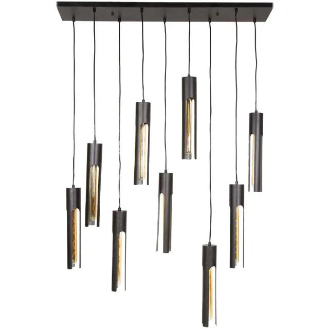 Nest of Nora Hanglamp Evian - 9-lichts buisvormig - E27 fittingen - Zwart Donkergrijs