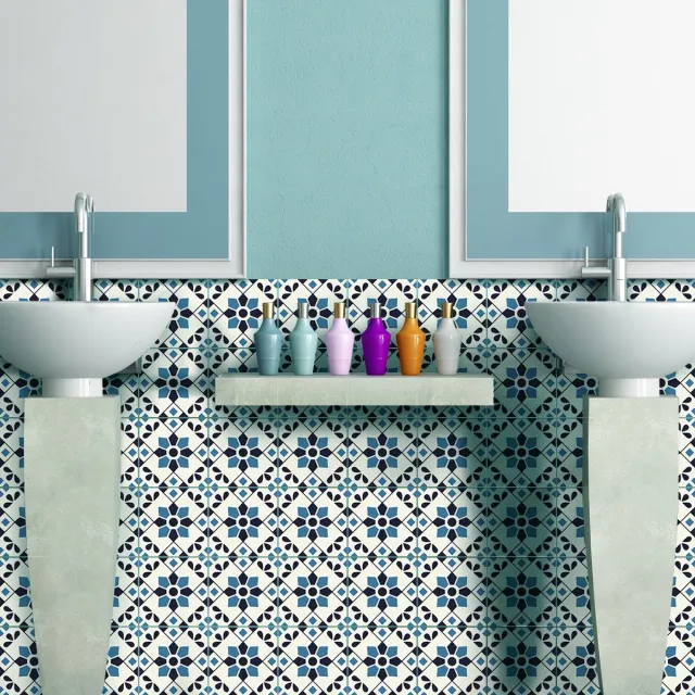 Ambiance Sticker Zelfklevende tegelmuurstickers voor keuken en badkamer - 30 cementtegelstickers, Azulejos Ondina - 30 stickers, 20x20cm Multi color